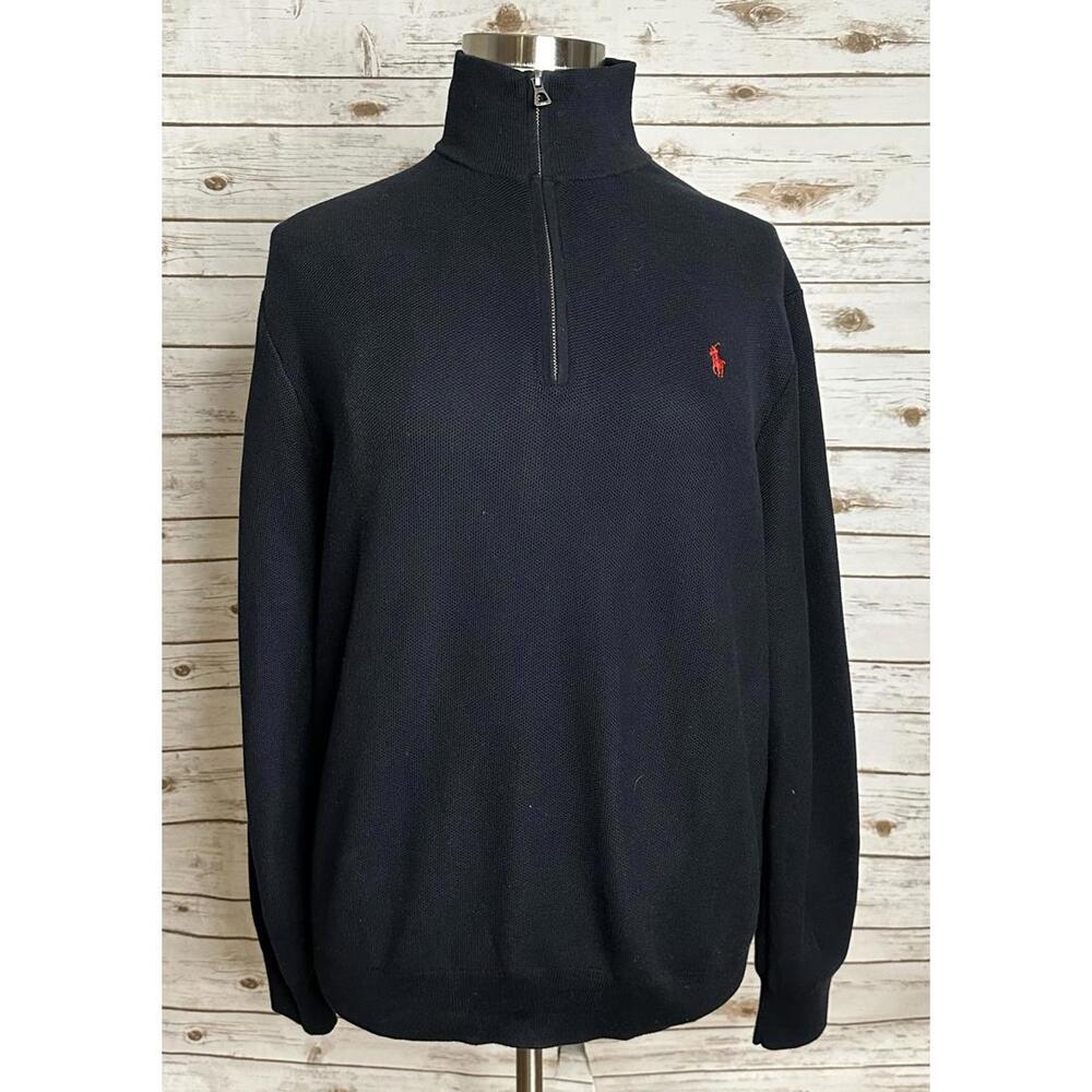 Polo Ralph Lauren classic Pima cotton quarter zip mock neck pullover sweater XXL - Picture 1 of 6
